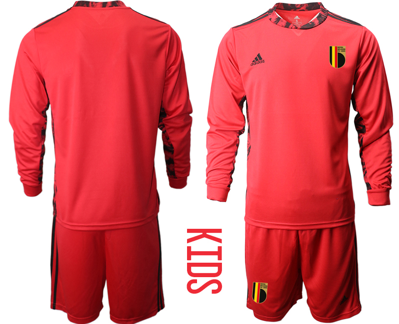 Youth 2021 European Cup Belgium red Long sleeve goalkeeper Soccer Jersey